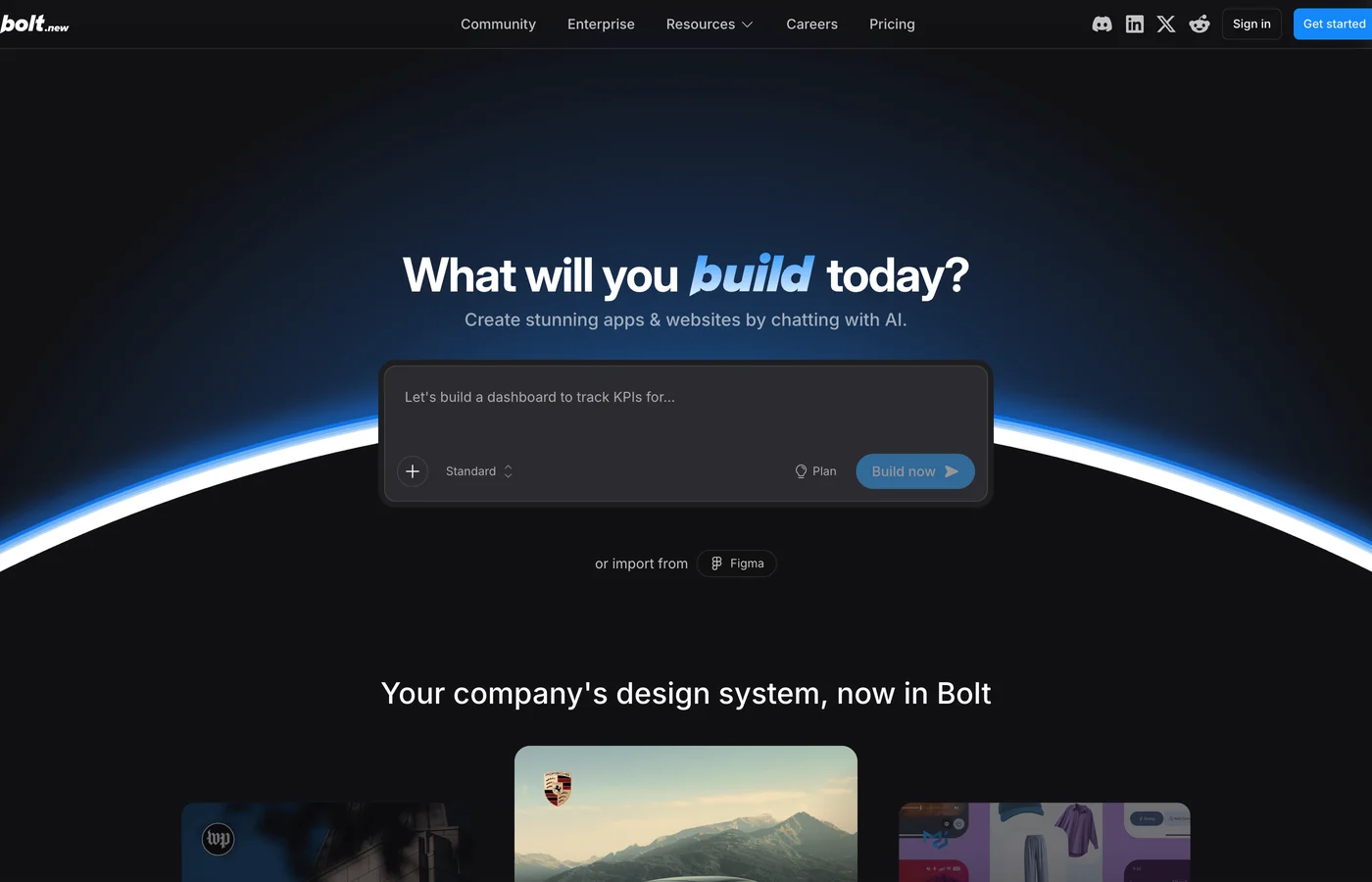 Bolt.new homepage