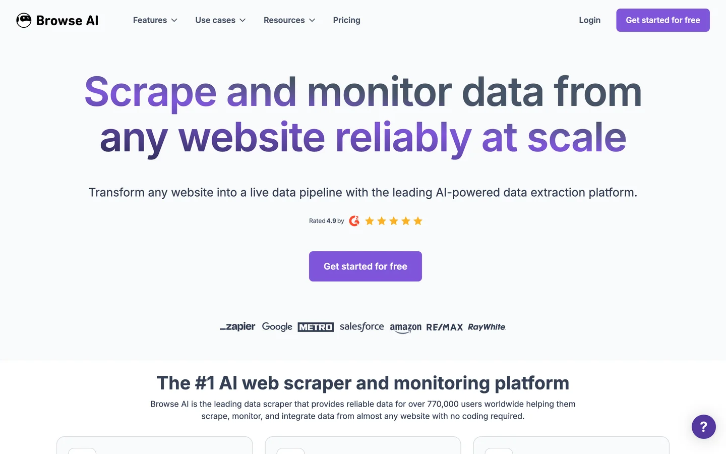 Browse AI homepage