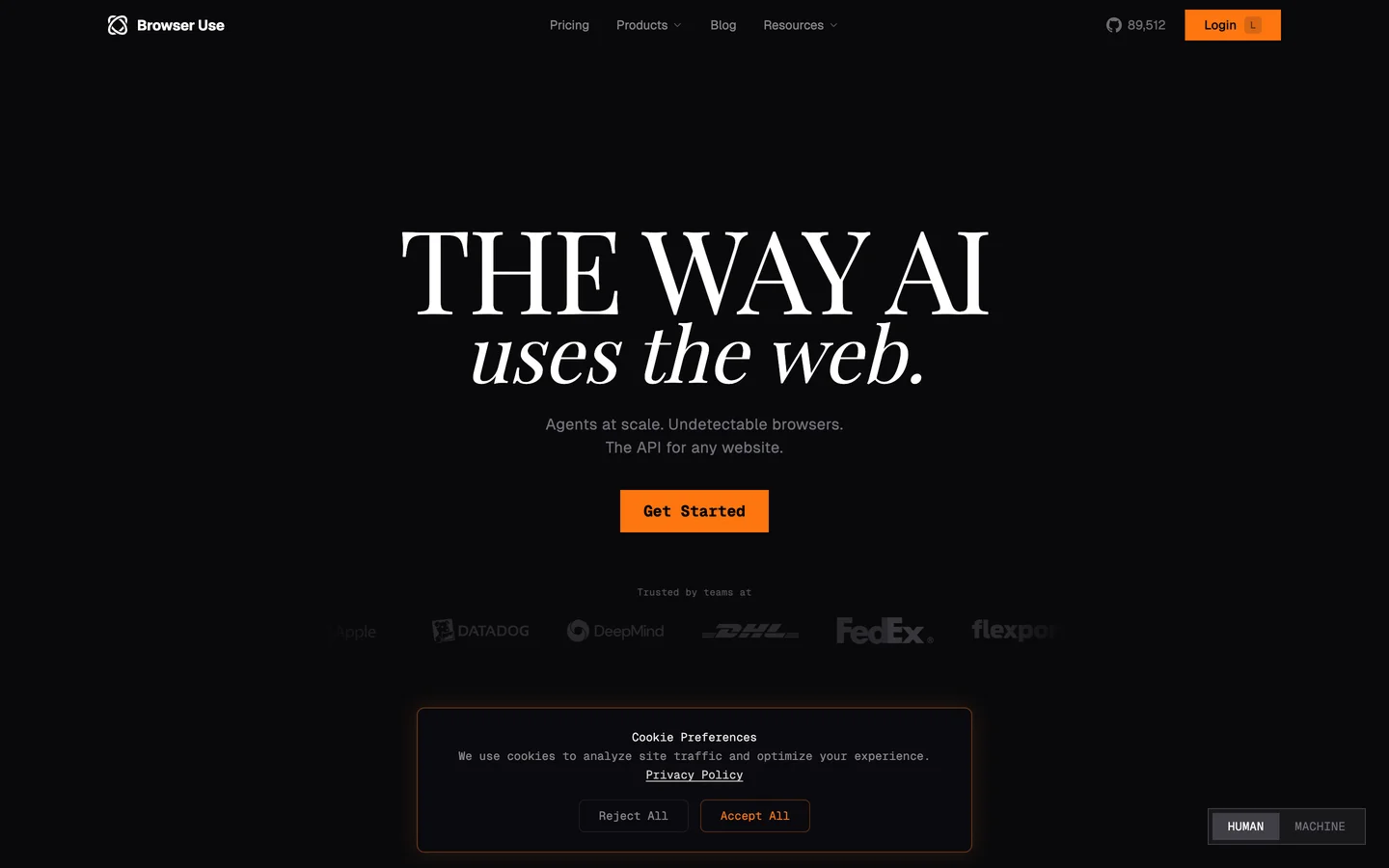 Browser Use homepage