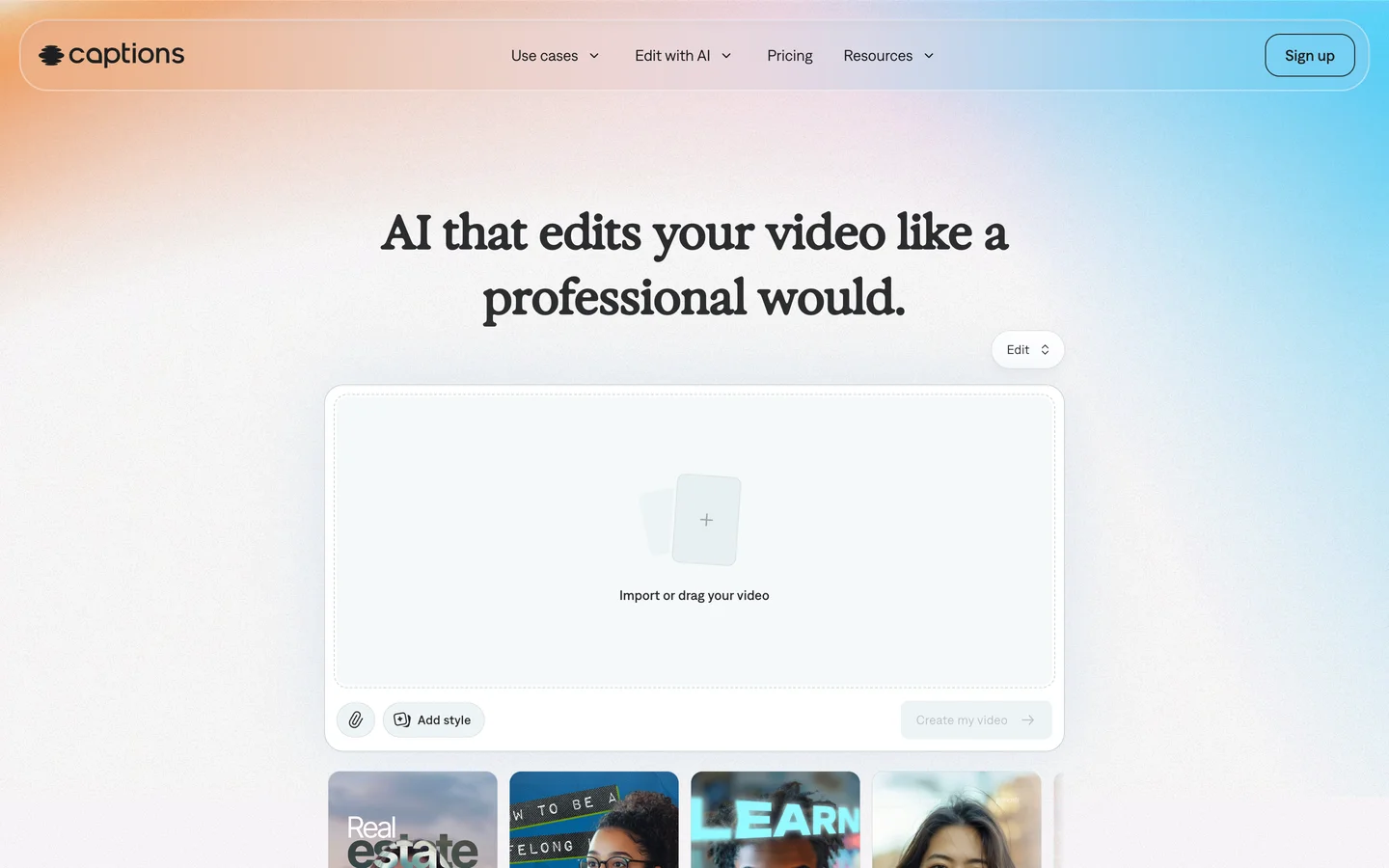 Captions homepage