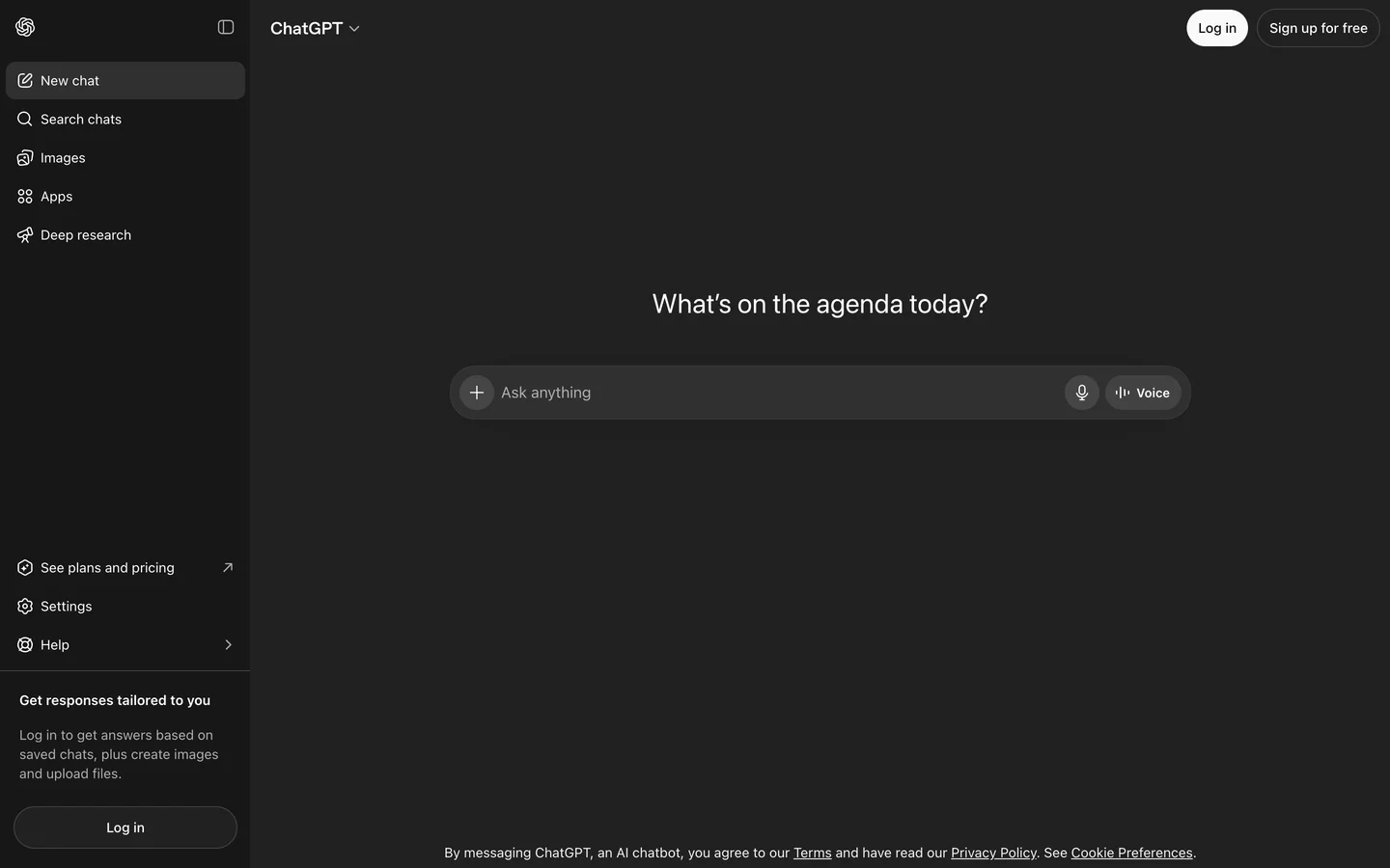 ChatGPT homepage