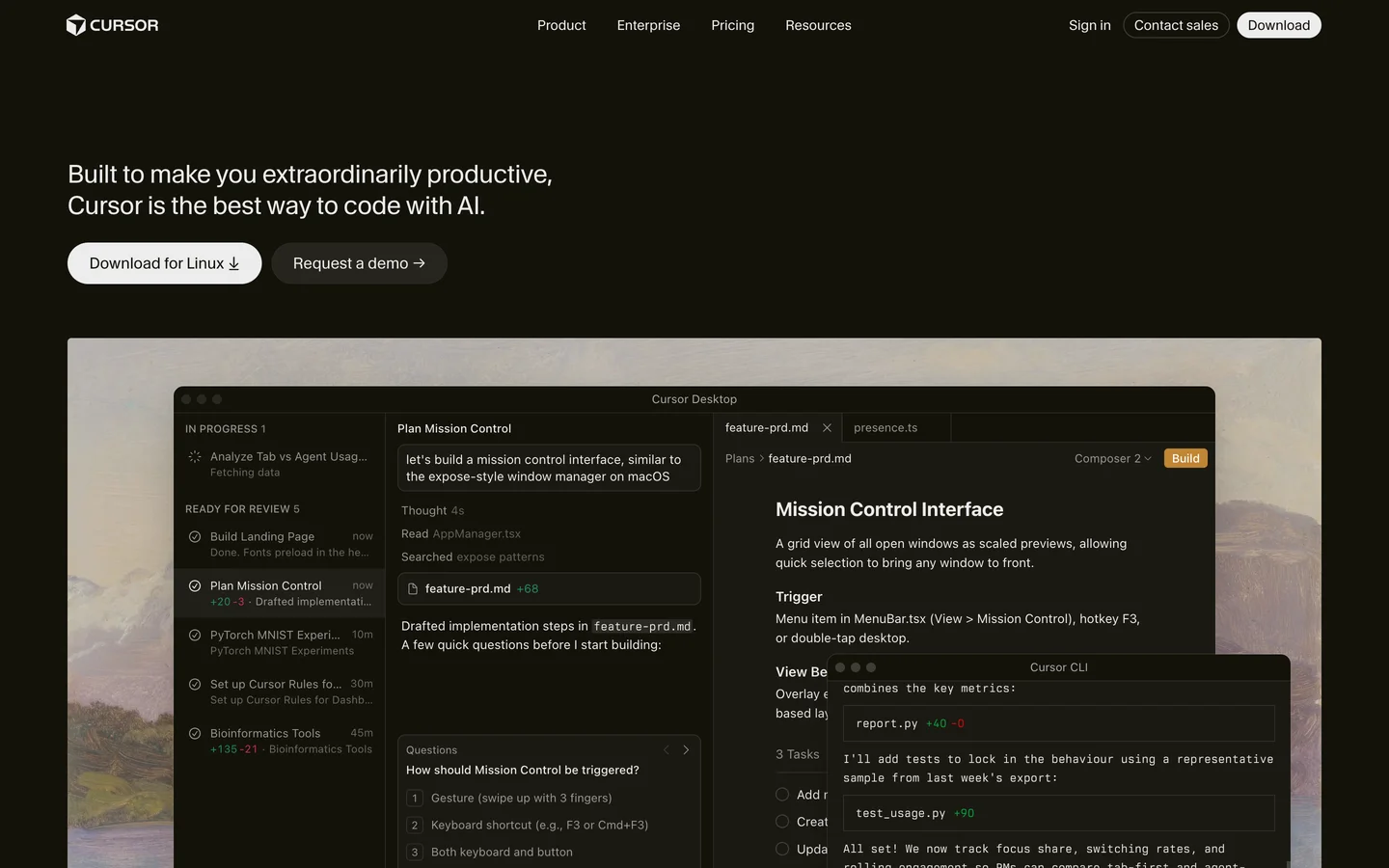 Cursor homepage