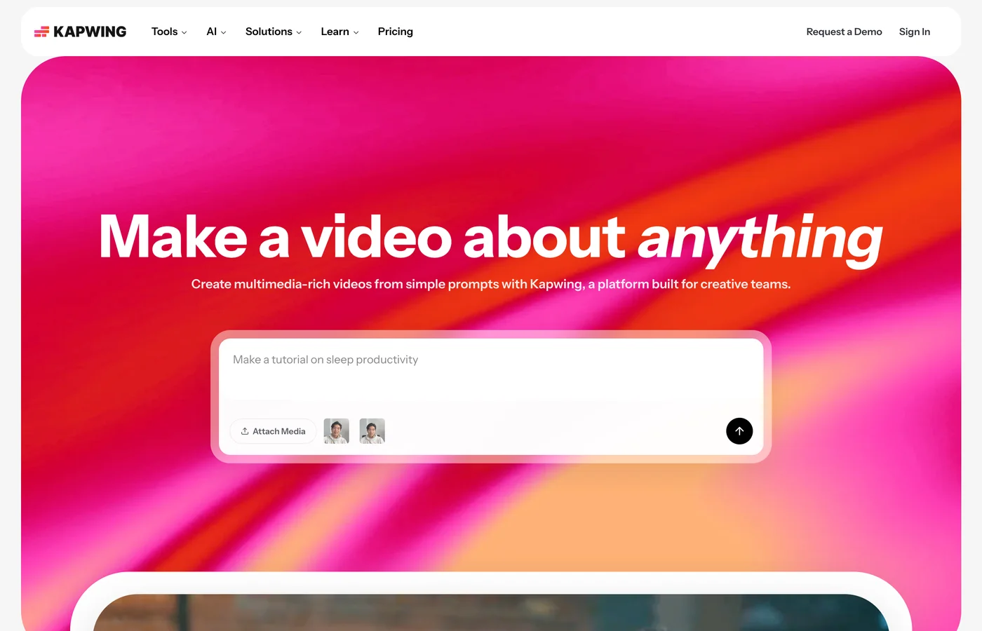 Kapwing homepage