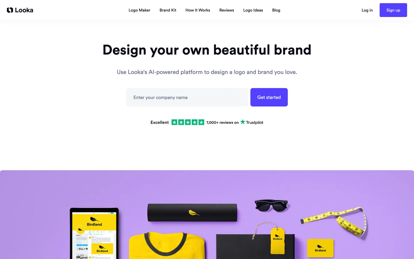 Looka homepage
