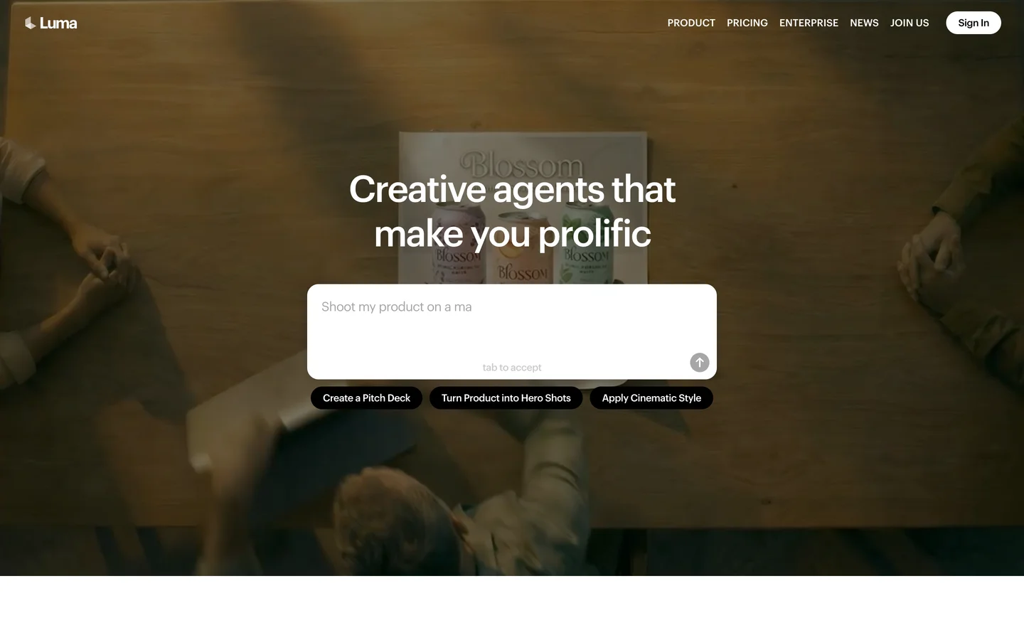 Luma AI homepage