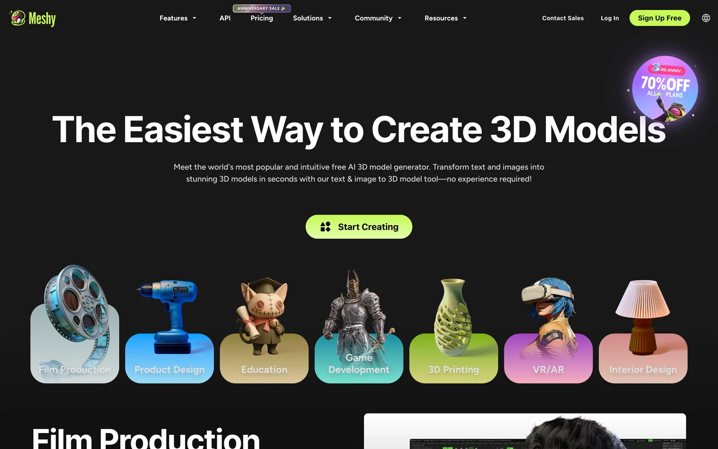 Meshy homepage
