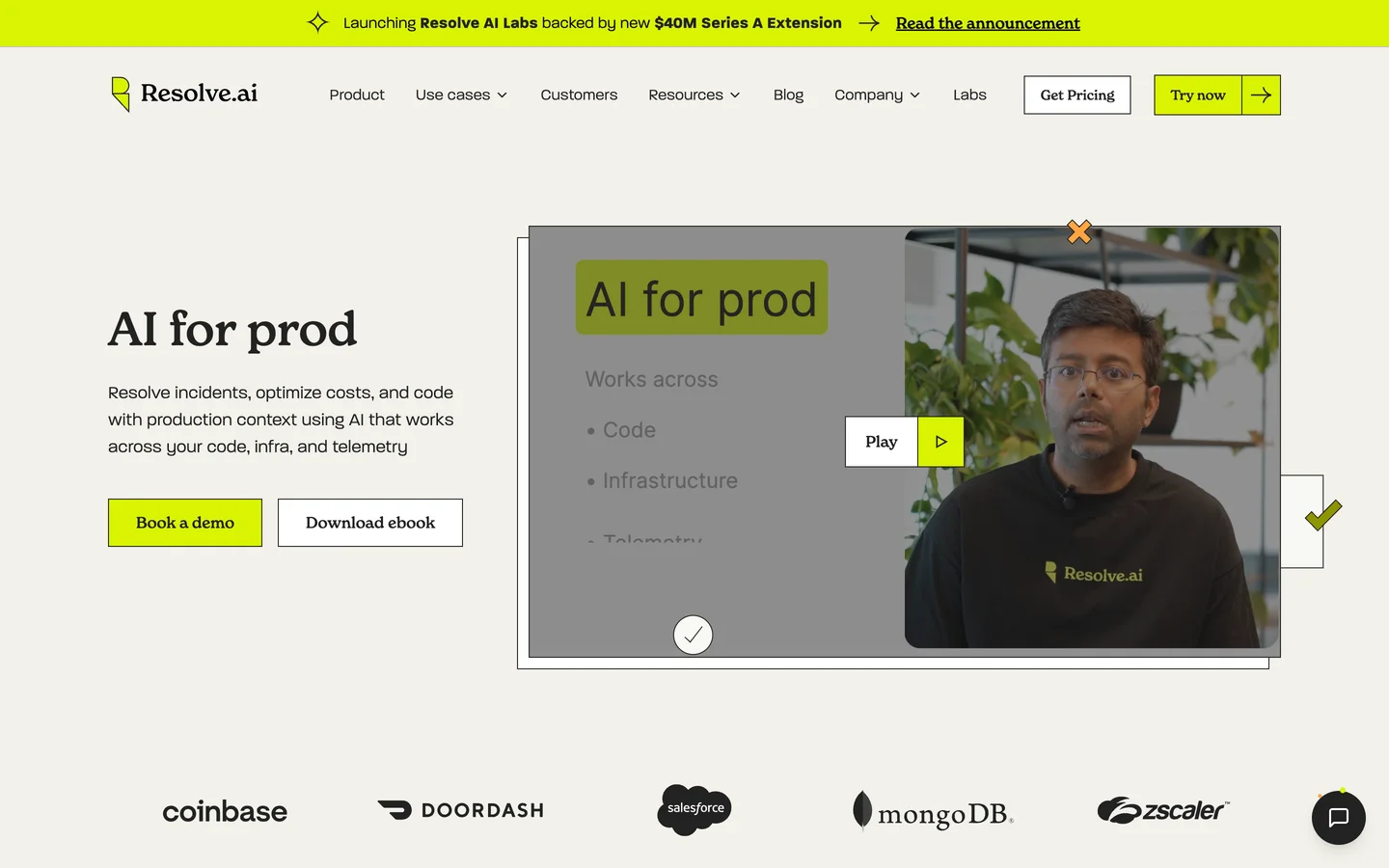 Resolve AI homepage