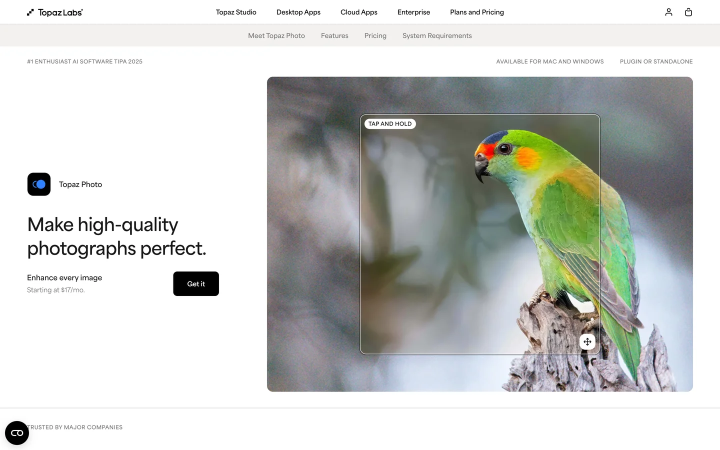 Topaz Photo AI homepage